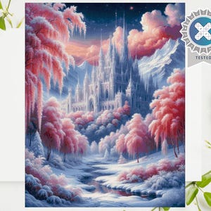 Schema punto croce PDF "Winter Rivendell" DMC, compatibile con Pattern Keeper, download immediato, LOTR, Tolkien