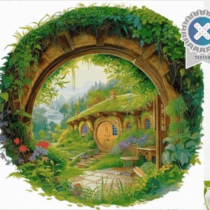 PDF &quot;Bilbo&#39;s Garden Retreat&quot; Cross Stitch Pattern DMC, Pattern Keeper Compatible, Instant Download