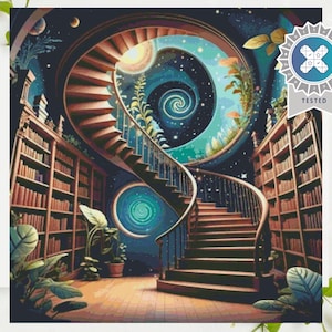 PDF "Galaxy Library" Cross Stitch Pattern DMC, Pattern Keeper Compatible, Instant Download