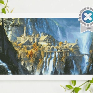 PDF &quot; Rivendell Sunrise&quot; + BONUS Chart Cross Stitch Pattern DMC, Pattern Keeper Compatible, Instant Download