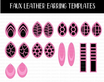 Faux leather earring templates, earring svg, leather earring cut files, commercial use cut file, silhouette svg, cricut svg, fun earring svg