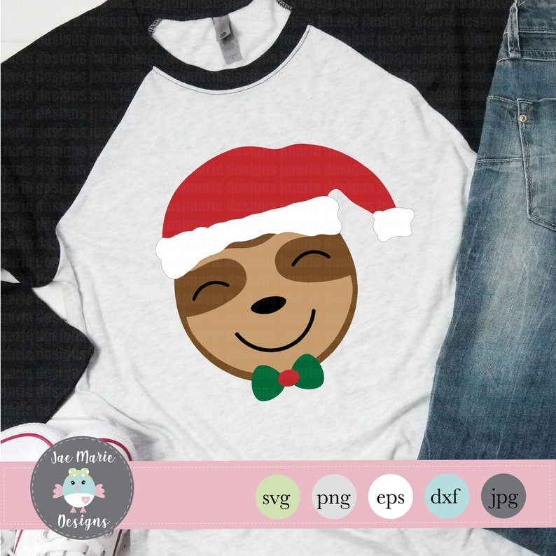 Download Christmas sloth svg santa sloth cute sloth monogram | Etsy