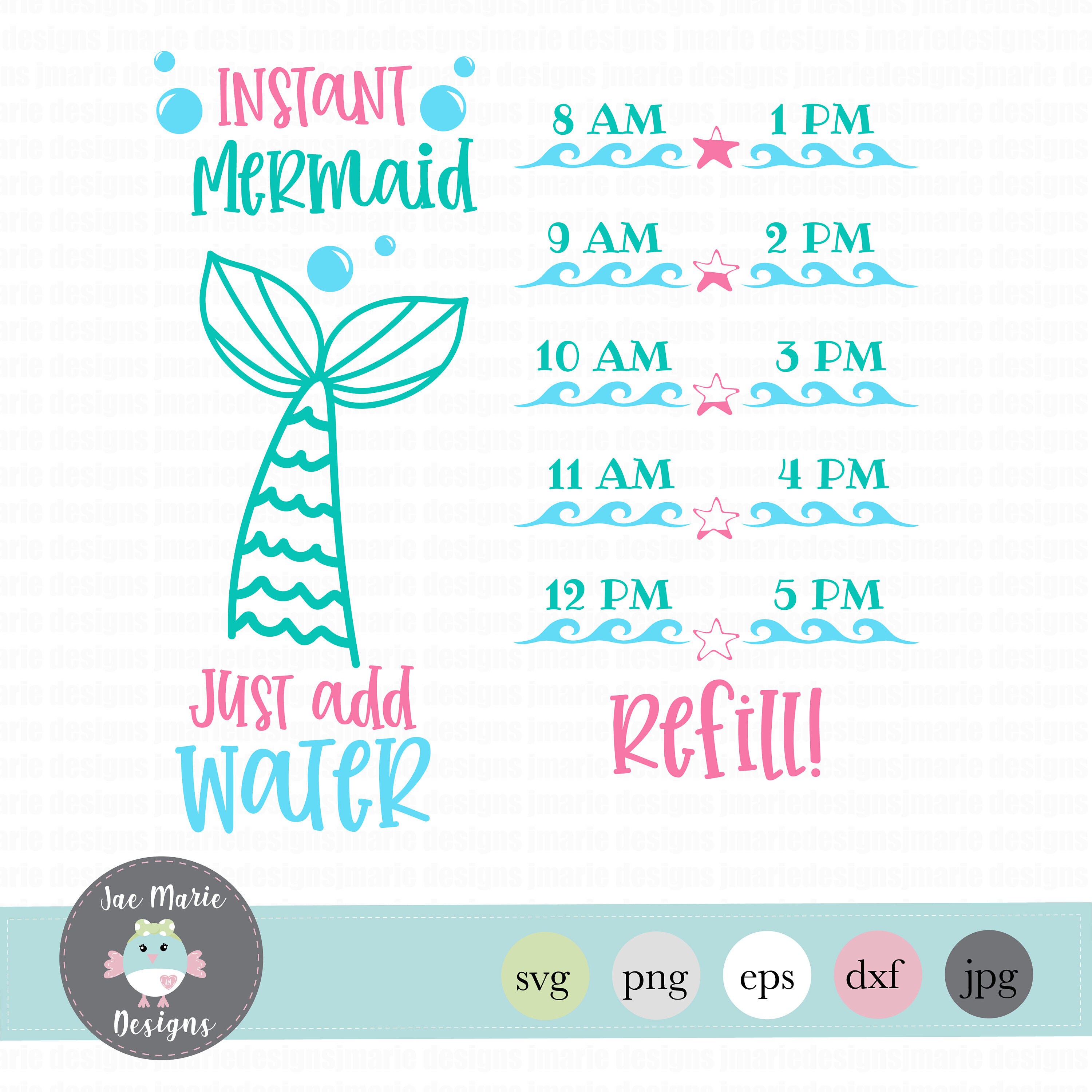 Instant Mermaid Just add water svg mermaid water bottle | Etsy