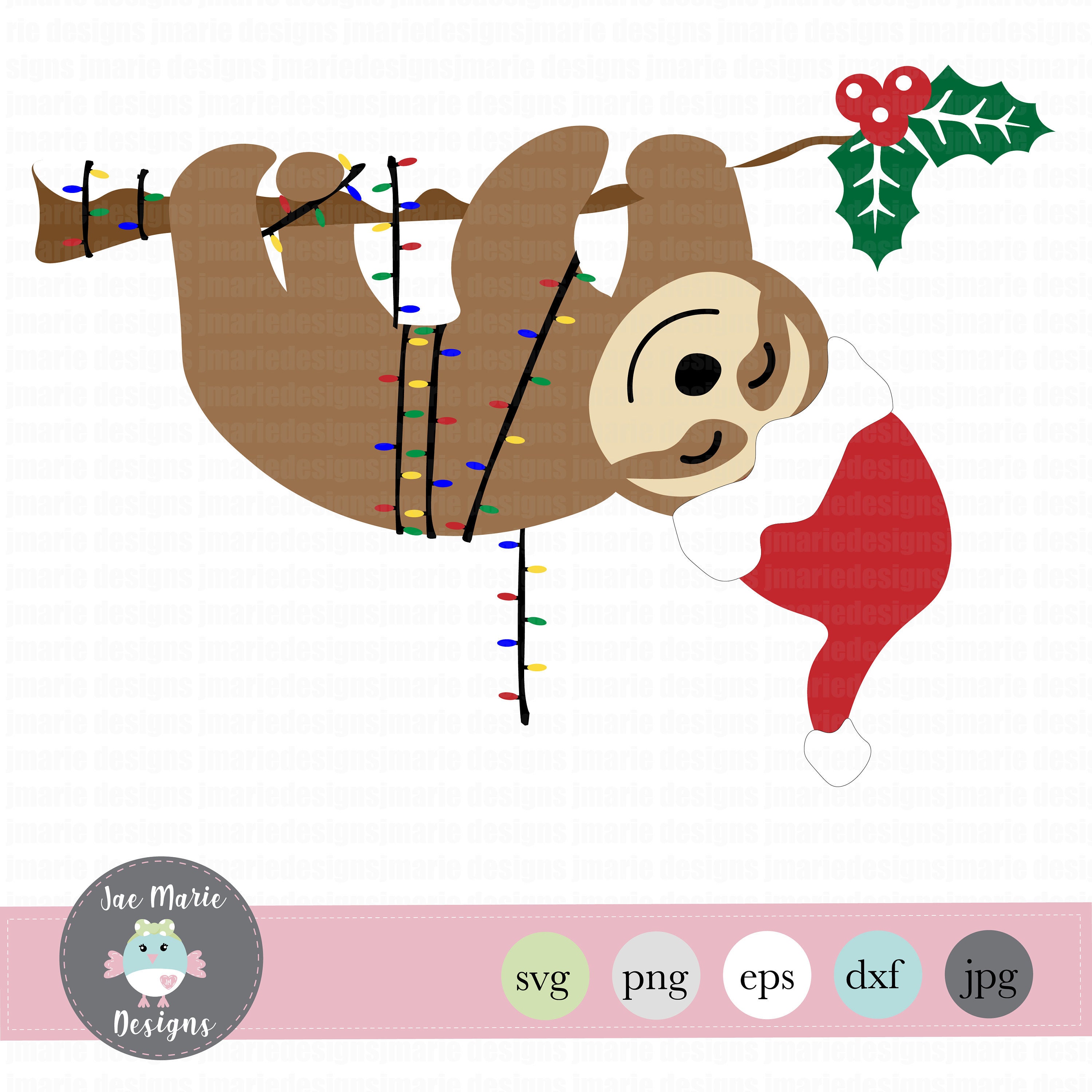 Download Christmas Sloth Svg Winter Sloth Svg Sublimation Print Etsy