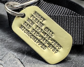 Military Dog Tag For Your Dog, Available in Stainless Steel, Copper, Brass
