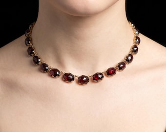 Antique Georgian Natural Garnet Riviera Necklace