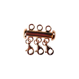 3 row necklace separator multi clasp lobster rose gold plated vermeil over silver