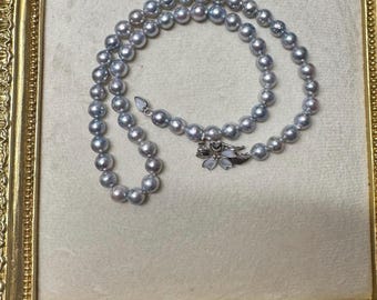Collana Donna Perle Akoya Giapponesi Coscia Oro Bianco E Diamanti