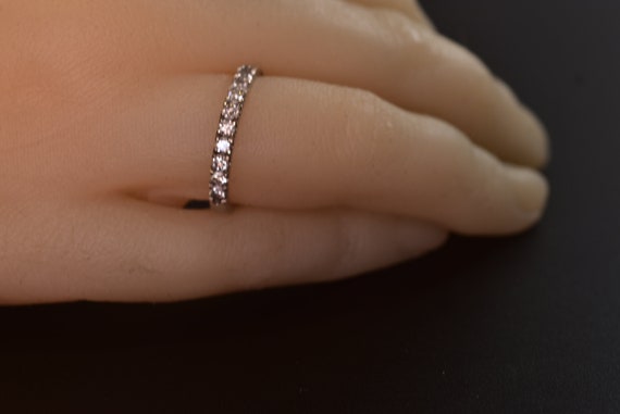 Estate 14k White Gold Natural Diamond 9 Stone Band - image 3