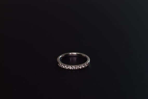 Estate 14k White Gold Natural Diamond 9 Stone Band - image 2