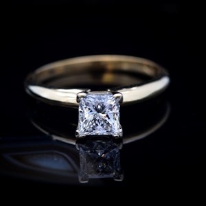 Estate Sale 14 karat 1.01 Carat Solitaire Princess Cut Diamond Engagement Ring