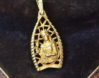 Vintage 18 Karat Gold Saint Barbara Religious Medal