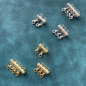 925 Sterling Silver or Gold  over Sterling Layered Detangler Clasp, Multi Necklace Clasp, Gold/Silver Tube bar Clasp USA Seller discontinued