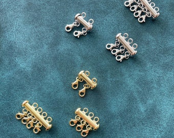 Sterling Silver Layered Necklace Clasp: Gold/Silver Detangler Tube Bar