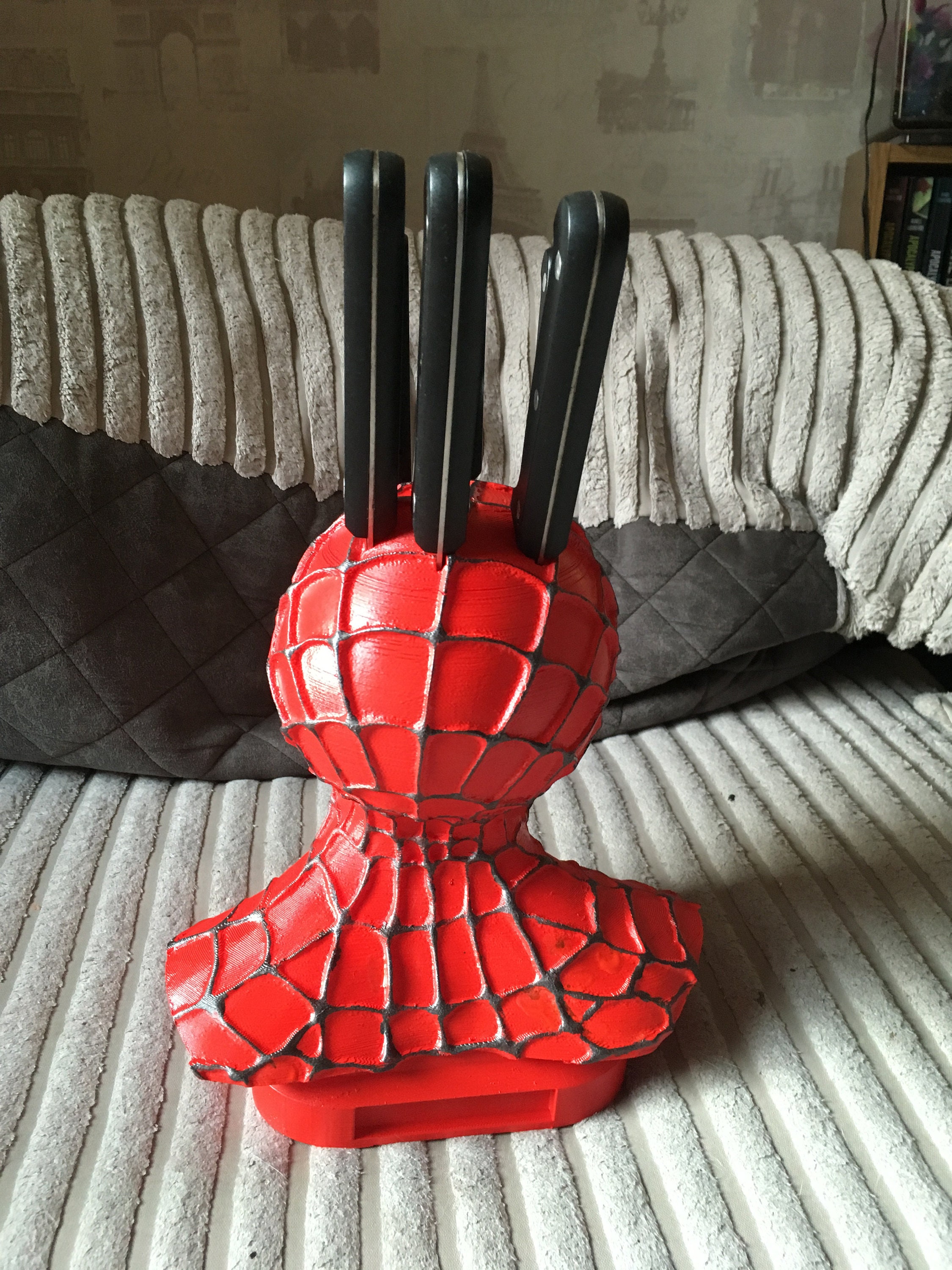 Couteau Spiderman Fourreau et Support Main de dans Coutellerie