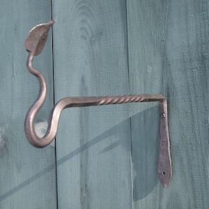 Hand Forged Leaf End Plant Hanger, Plant Hanging Bracket, Lantern Hanger, Bird Feeder Hanger