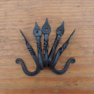 Set of 3 Hand Forged Twisted Wall Hook, Colonial Hook, Blacksmith Made Wall Hook, Forged Steel