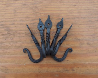 Set of 3 Hand Forged Twisted Wall Hook, Colonial Hook, Blacksmith Made Wall Hook, Forged Steel