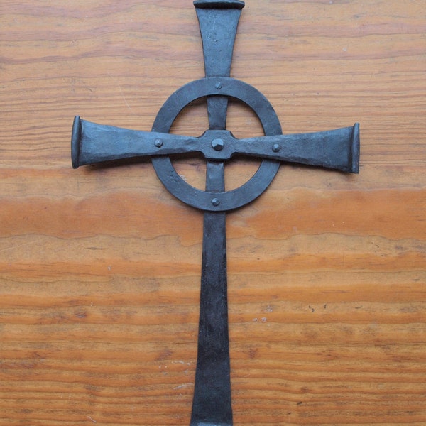 Hand Forged Steel Celtic Wall Cross, Hanging Wall Cross, Wall Art, Catholic Cross, Wall Crucifix, Forged Steel Wall Cross