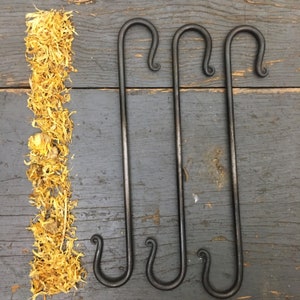 Set of 3 Hand Forged Blacksmith Made Decorative S-hooks, Plant