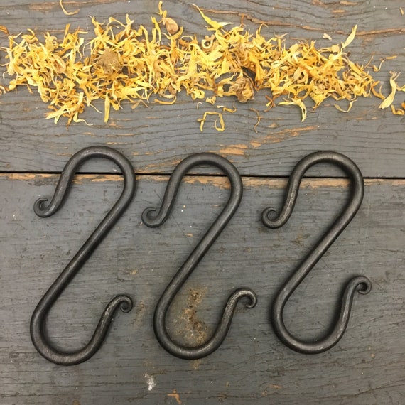 Set Of 3 Hand Forged Blacksmith Made Decorative S Hooks Plant Etsy