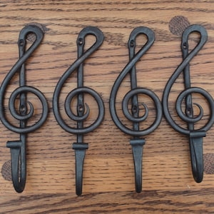 Hand Forged Treble Clef, Wall Hook, Blacksmith Made Treble Clef,  Wall Hook, Wall Art, Music Lovers Hook