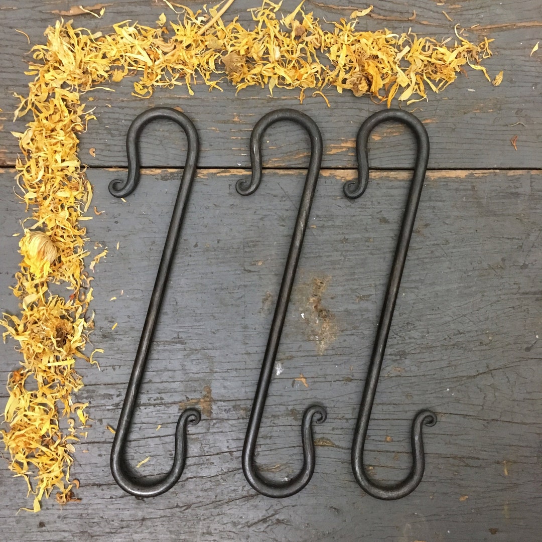 Set of 3 Hand Blacksmith Made Decorative Shooks, Plant Hanger