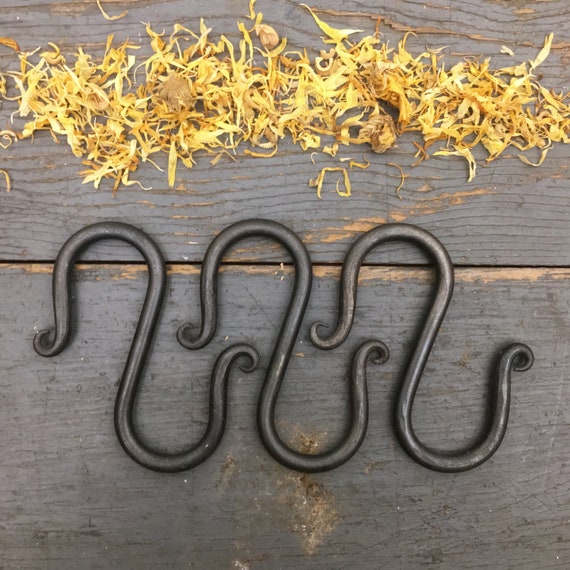 Set Of 3 Hand Forged Blacksmith Made Decorative S Hooks Plant Etsy