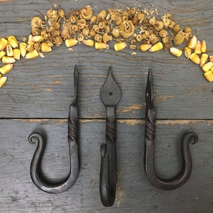 Hand Forged Twisted Wall Hook, Colonial Hook, Blacksmith Made Wall Hook, Forged Steel