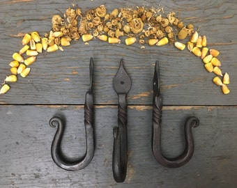 Hand Forged Twisted Wall Hook, Colonial Hook, Blacksmith Made Wall Hook, Forged Steel