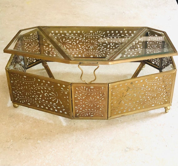 Glass and Metal Octagonal Shape. Ormolu and Glass… - image 1