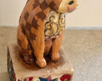 Jasper Jim Shore Cat Figurine Yellow Cat 114424 Heartwood Creek  Collection New  6”x2.75”