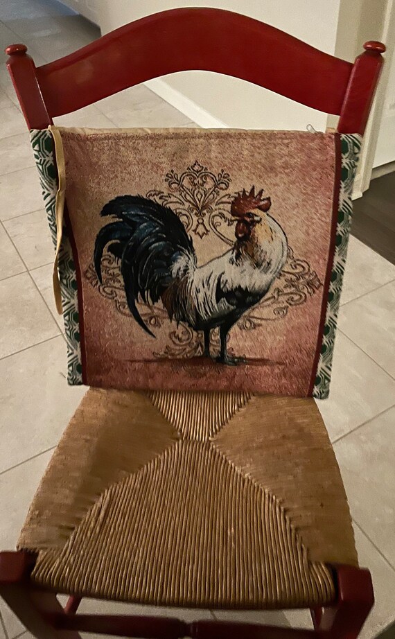 Vintage Rooster Chair Pad 18x18 Etsy Canada