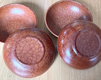 Handmade Set of 4 Wooden Bowls Vintage
