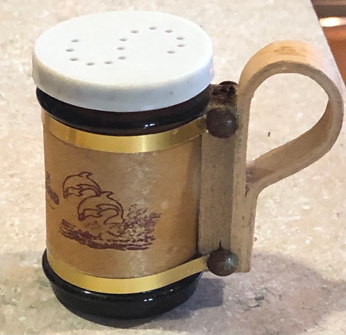 Vintage Salz & Pfefferstreuer MarineLand braunglas und Holz Etsy