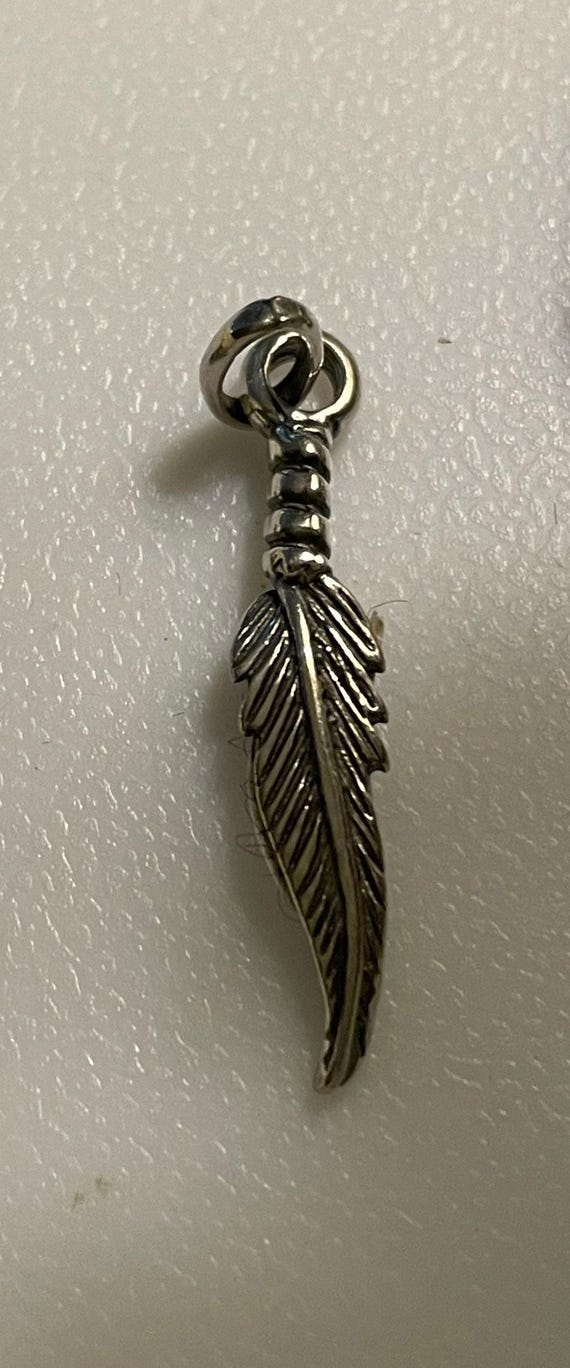 Handmade Solid Sterling Silver 925 feather pendan… - image 1
