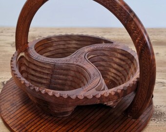 Vintage 1950,s Collapsable Solid Wood Basket .