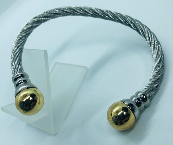 Magnetic Therapy Triple Twist Silver Gold Pain Re… - image 1