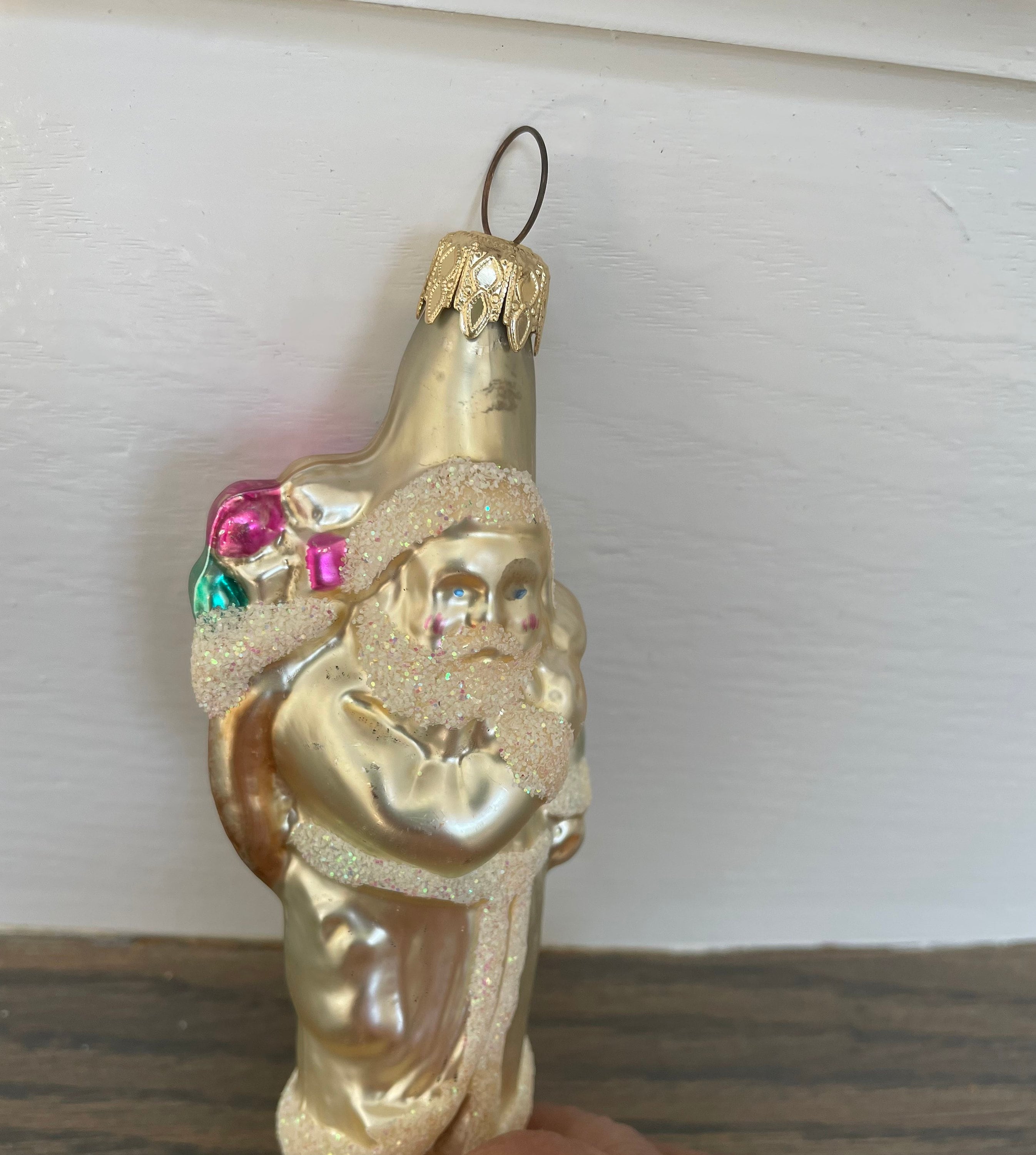Vintage Hand Blown Mercury Glass Santa Claus Christmas Tree Ornament - Etsy