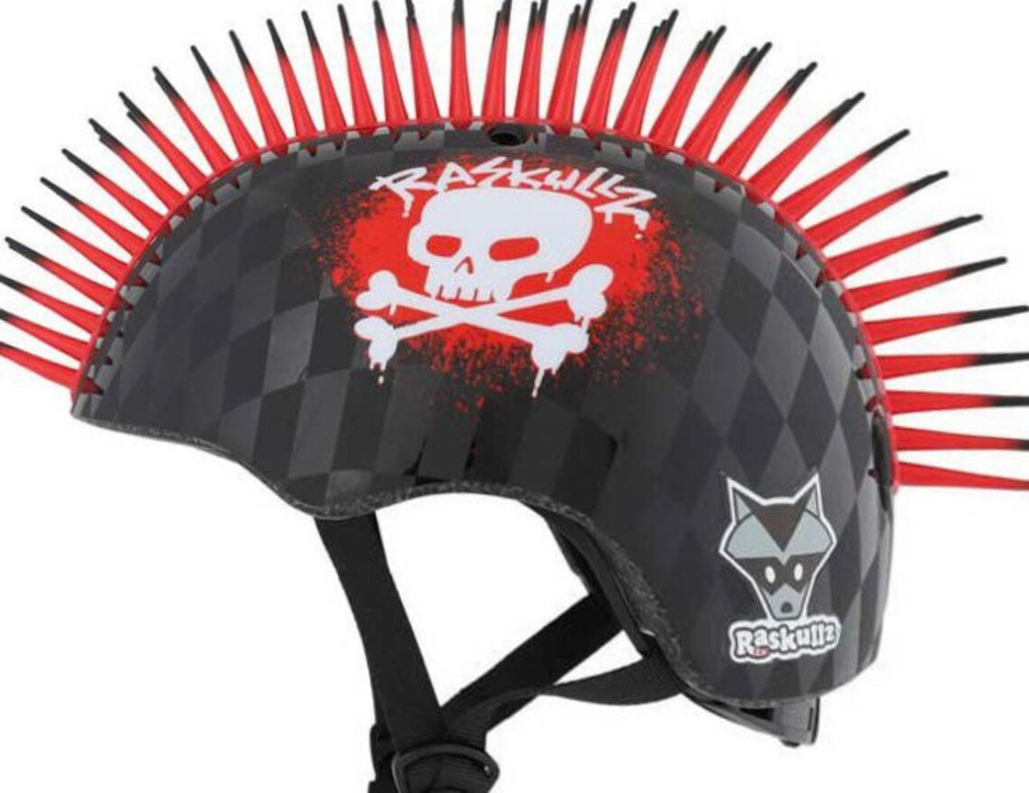 Raskullz Mohawk child bike helmet.Skull Hawk. Kids Bike Mohawk Etsy