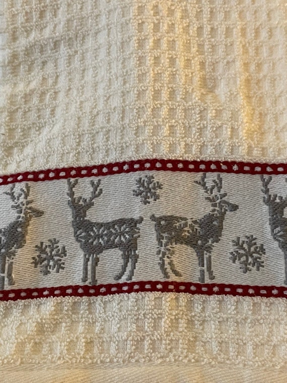 Casaba Christmas Reindeer 2 Piece Large Holiday Kitchen Towels Etsy