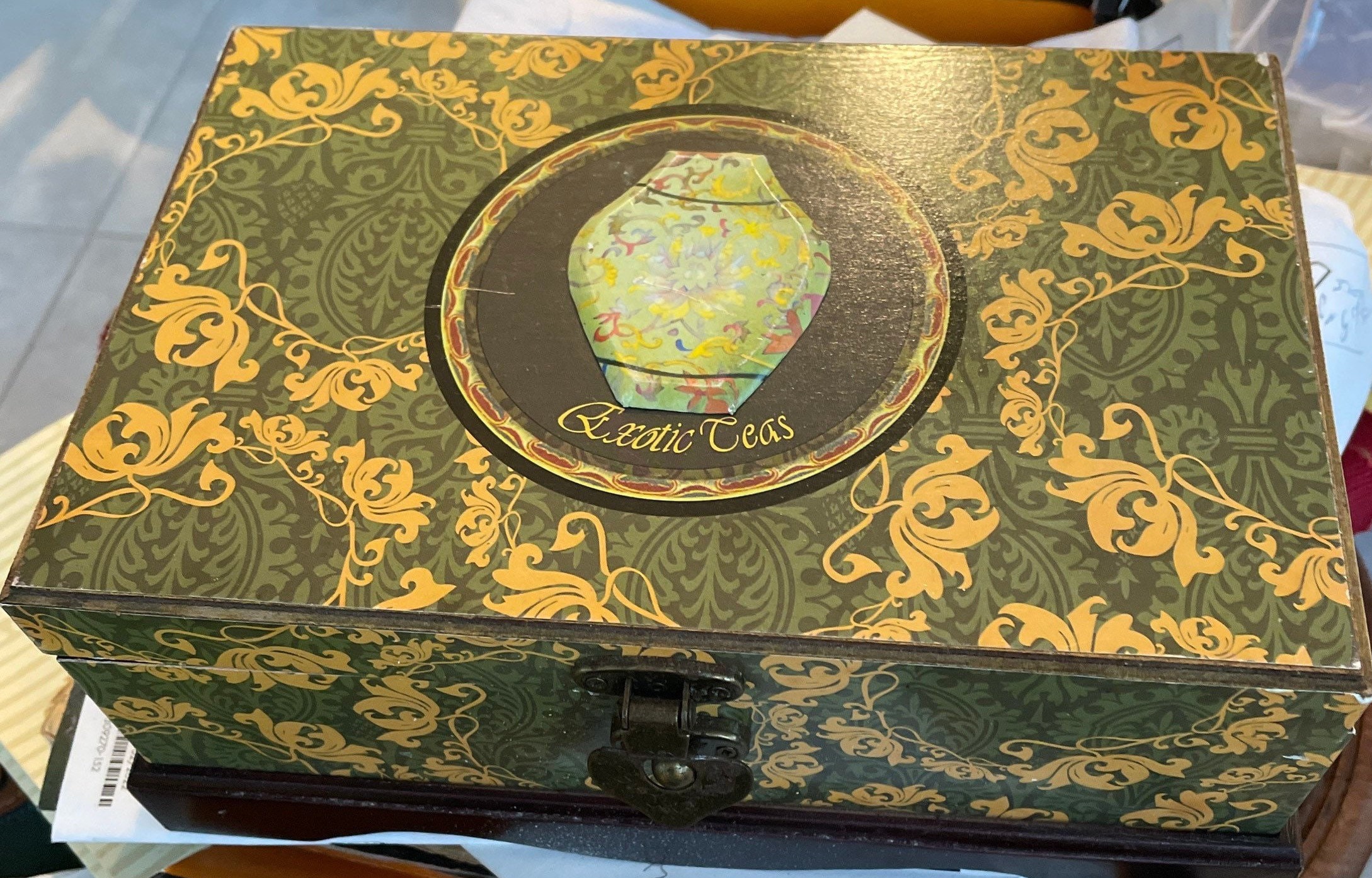 Vintage Green Tea Storage Box Exotic Tea ,tea ,kitchen Organizer W/ 6 ...