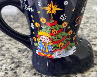 Vintage Wellvo Germany Christmas Boot Mug Frohe Weihnachten
