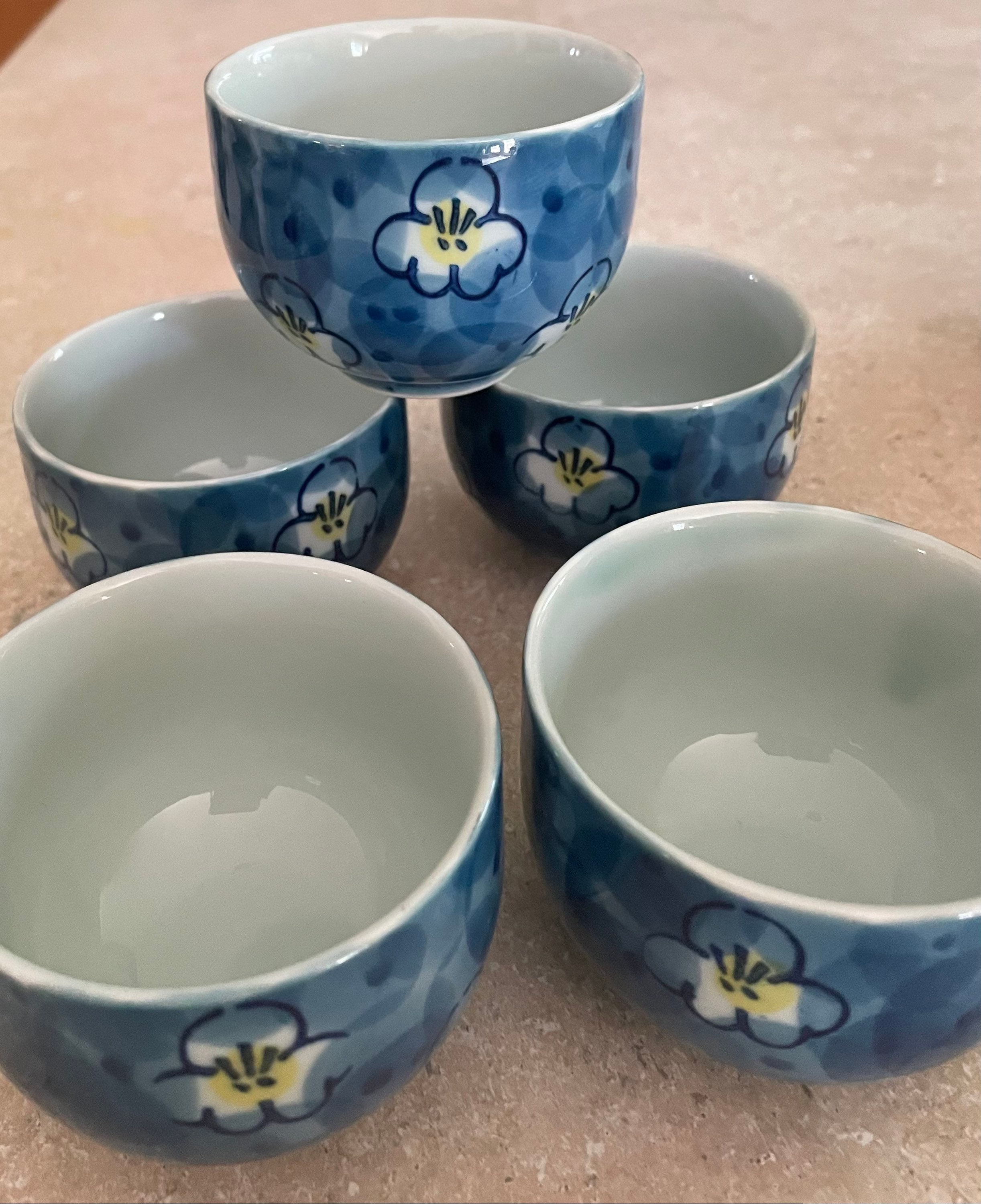 Sancha Tea Cups Japanese Pottery Y0843 Yunomi Vintage Set of