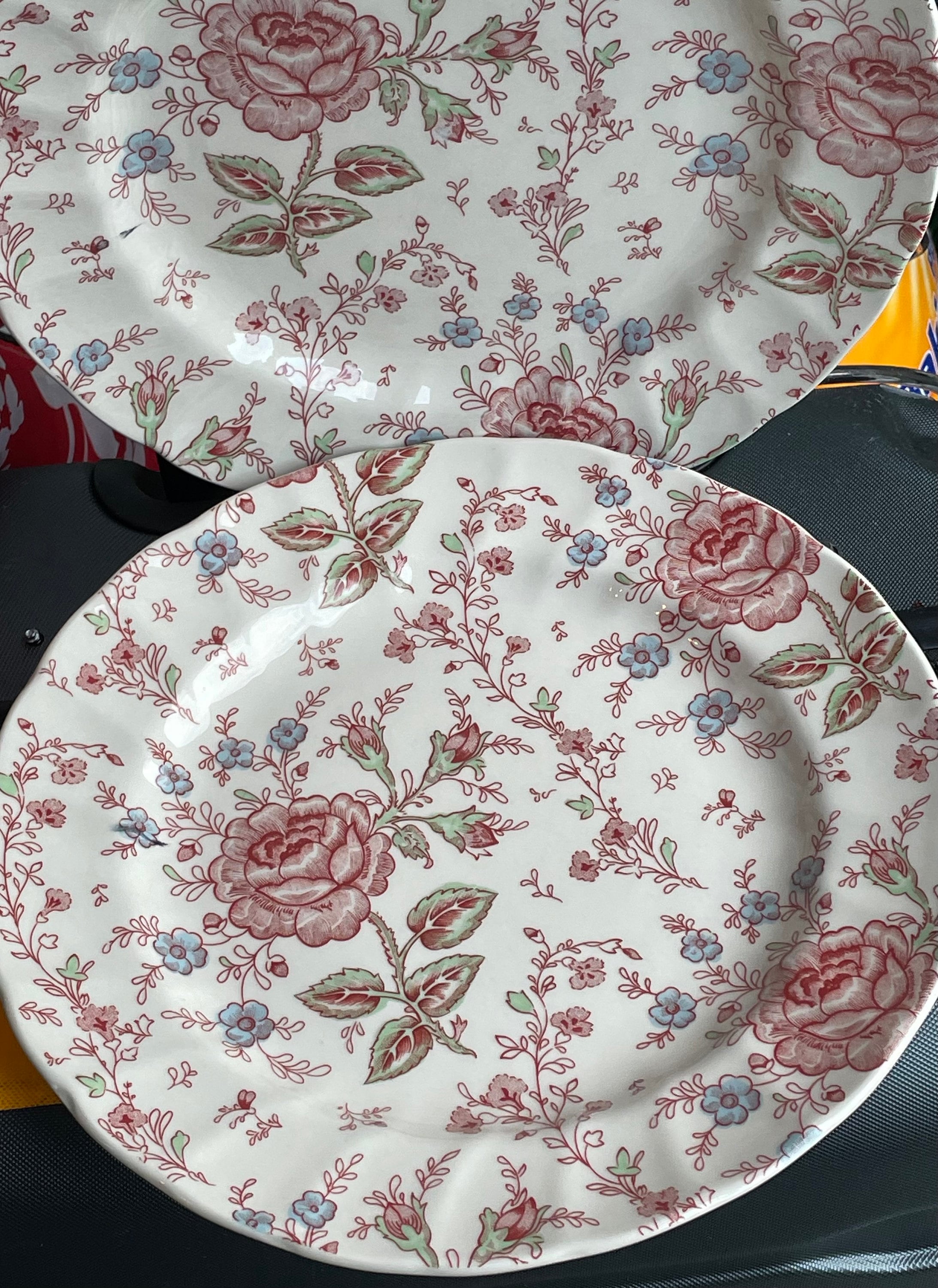 Rose Chintz Johnson Brothers Set of 2 Floral Pink Dinner Plates