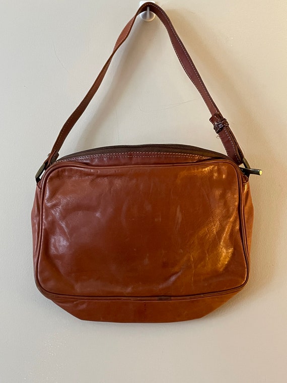 Vintage Genuine Leather Shoulder Travel Bag - image 2