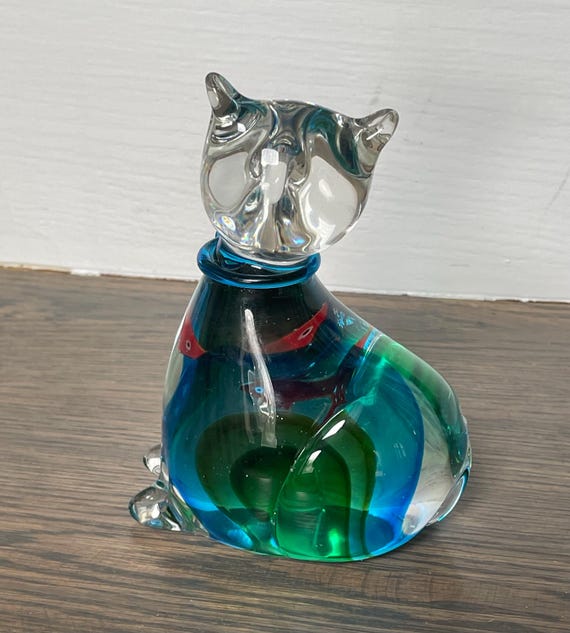 アメリカLENOX社製置物ガラス製◆猫 Vintage Lenox Cat Glass Figurine - Etsy