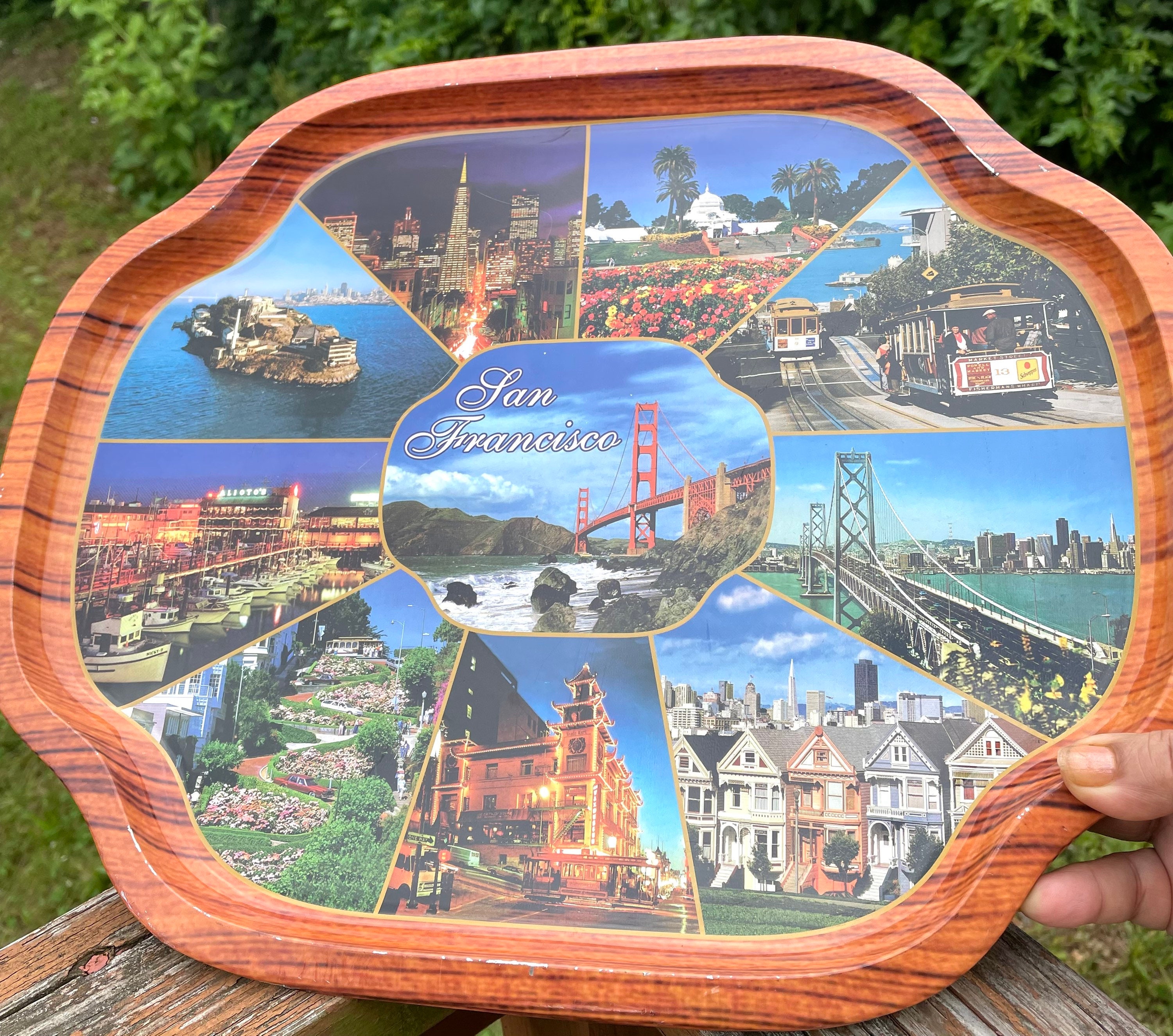 Serving Tin Tray Vintage San Francisco Rare Souvenir 18”x14”snco