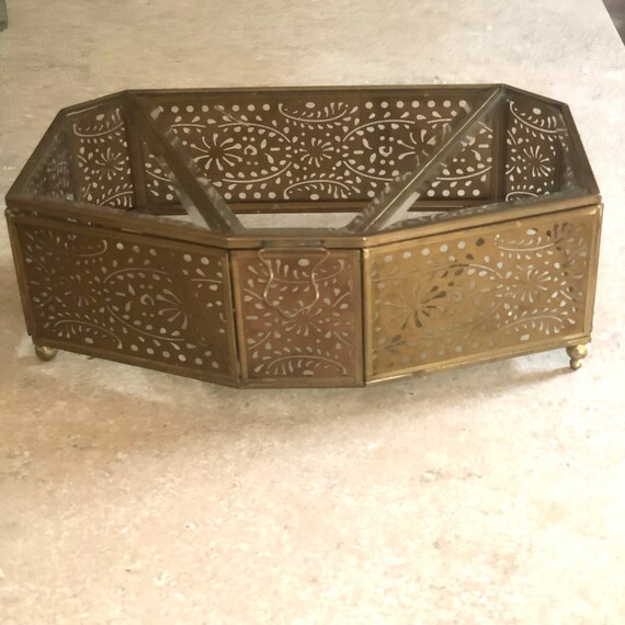 Glass and Metal Octagonal Shape. Ormolu and Glass… - image 2