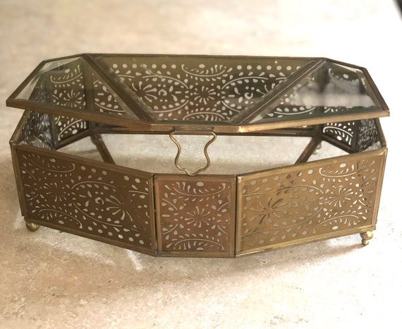 Glass and Metal Octagonal Shape. Ormolu and Glass… - image 4